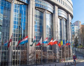 flags outside of a building